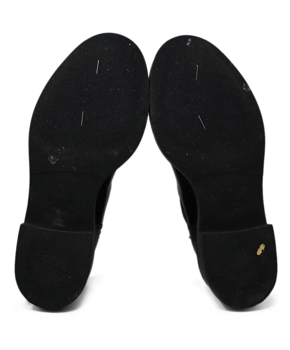 Prada Black Leather Elastic Trim Booties sz 6 - Image 5