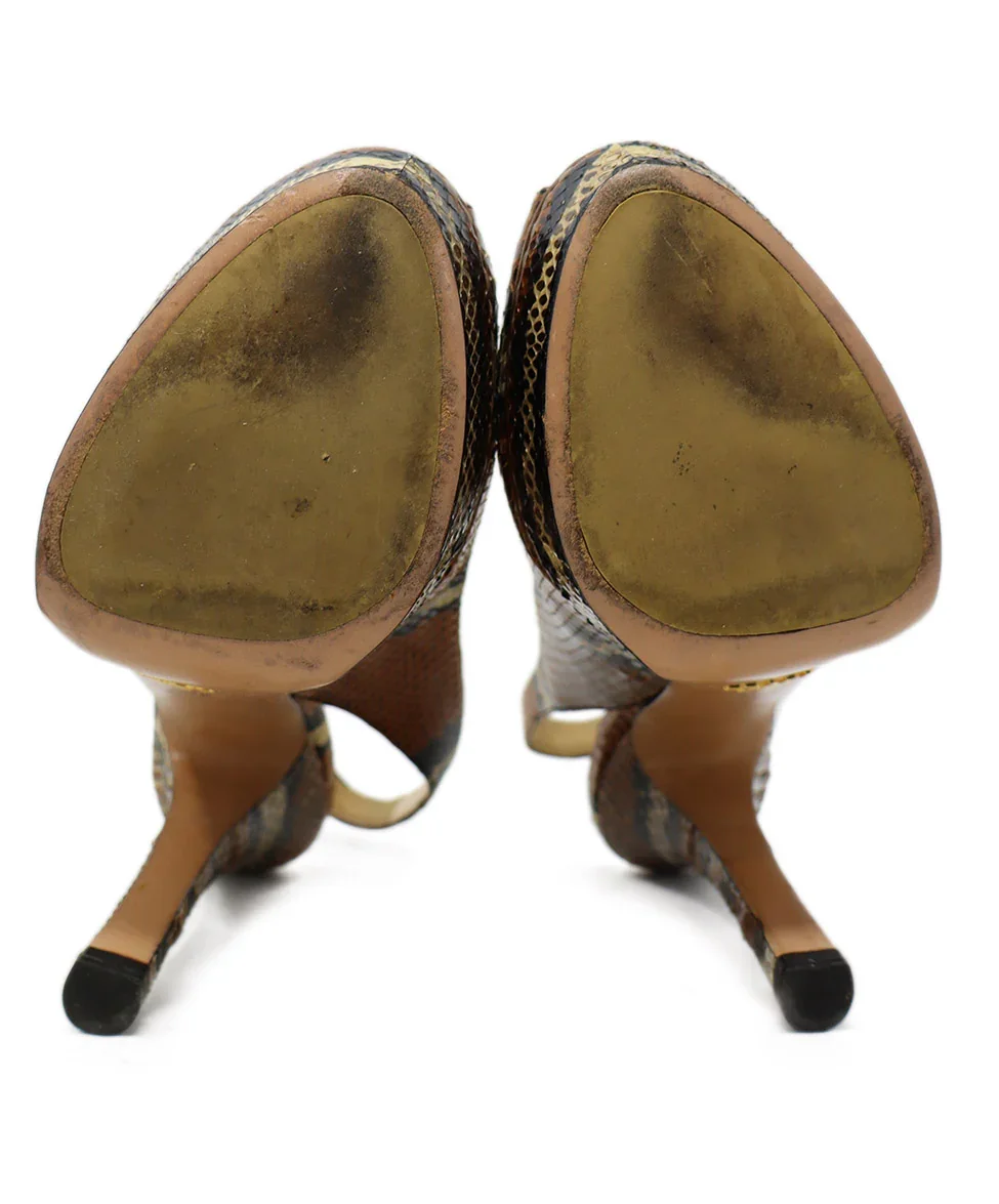 Prada Brown & Black Snake Skin Heels sz 10 - Image 5