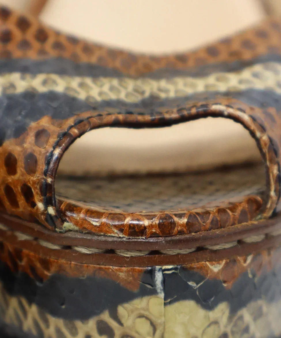 Prada Brown & Black Snake Skin Heels sz 10 - Image 6