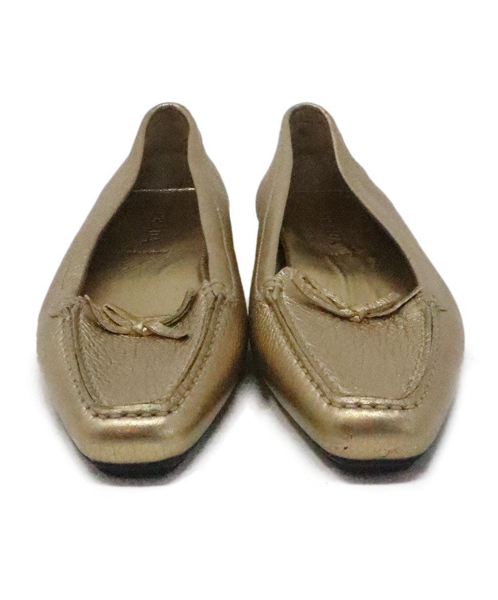 Prada Metallic Gold Leather Loafers sz 7.5 - Image 4