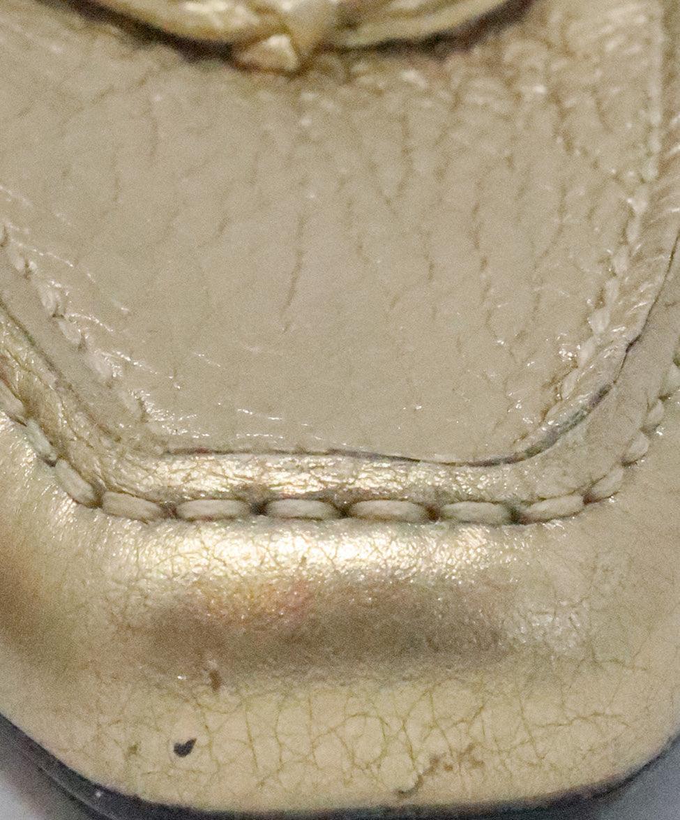 Prada Metallic Gold Leather Loafers sz 7.5 - Image 6