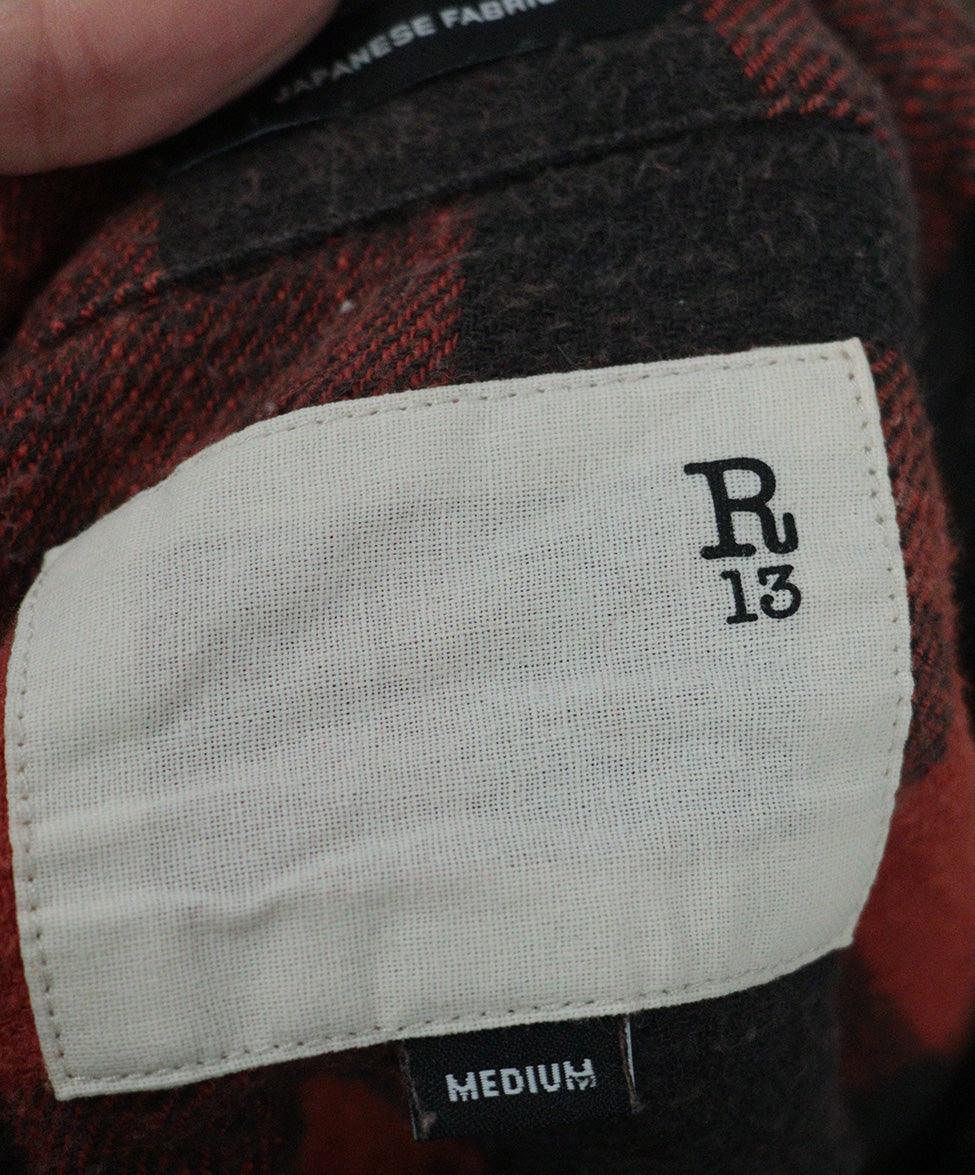 R13 Red & Black Plaid Flannel Shirt sz 4 - Image 4
