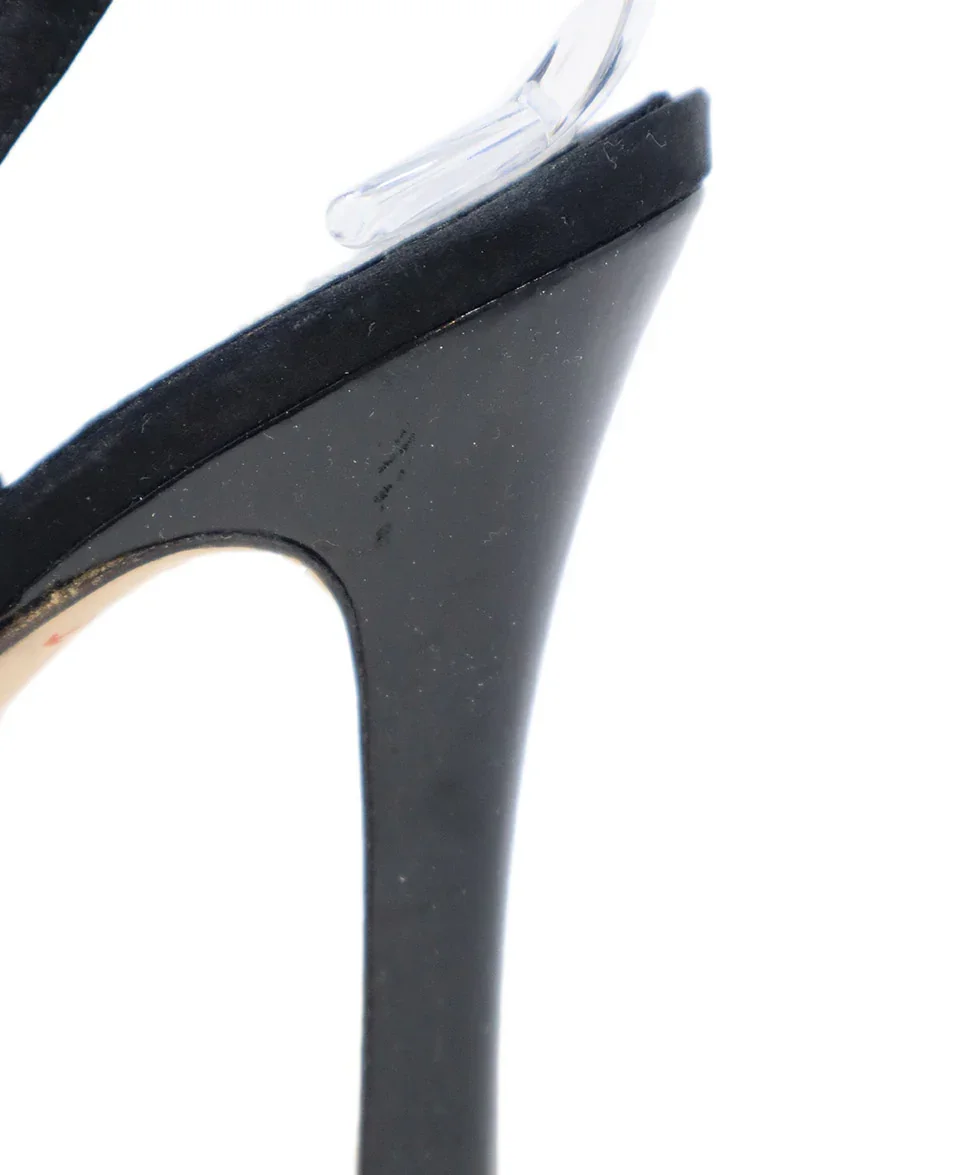Rene Caovilla Black Satin Patent Trim Heels sz 8 - Image 6