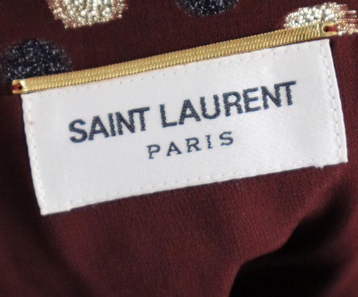 Saint Laurent Burgundy & Gold Lurex Dress sz 4 - Image 4