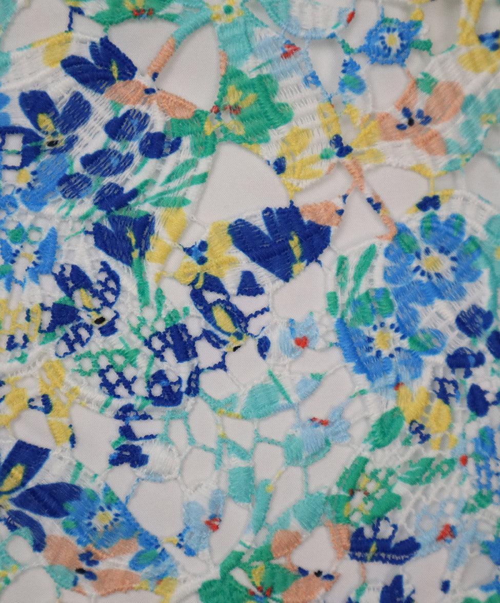 Shoshanna Green Peach & Yellow Lace Dress sz 2 - Image 6