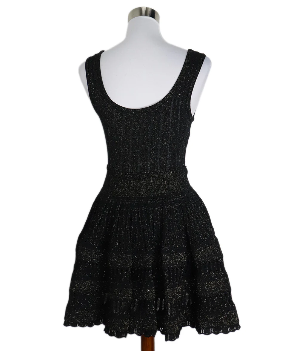 Alaia Size Black Gold Wool Viscose Dress sz 2 - Image 3