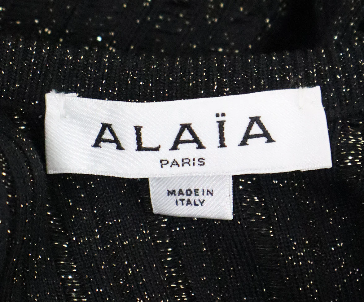 Alaia Size Black Gold Wool Viscose Dress sz 2 - Image 4