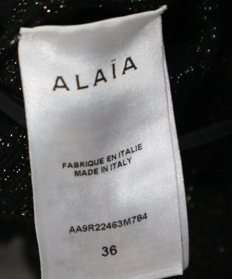 Alaia Size Black Gold Wool Viscose Dress sz 2 - Image 5