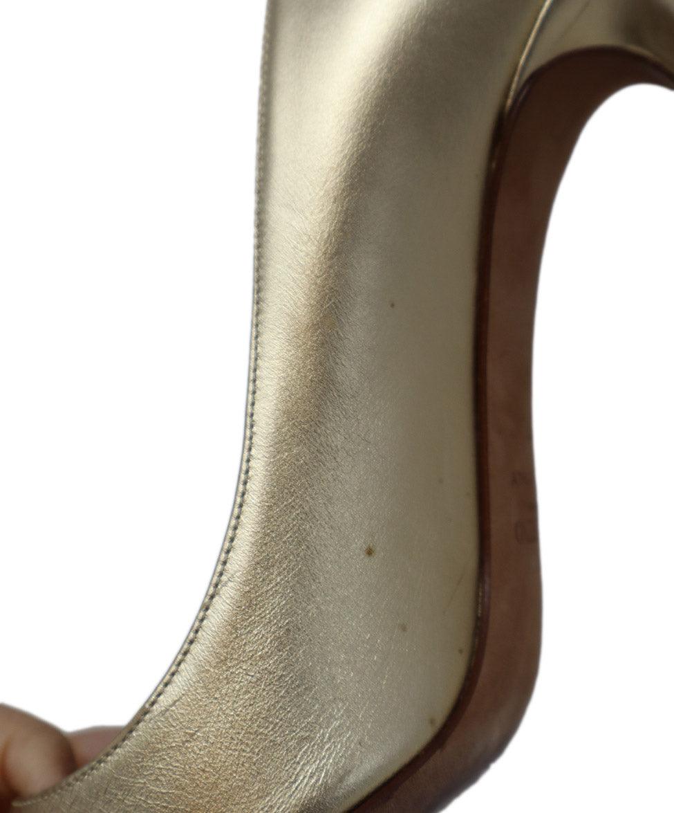 Valentino Metallic Gold Leather Heels sz 7 - Image 10