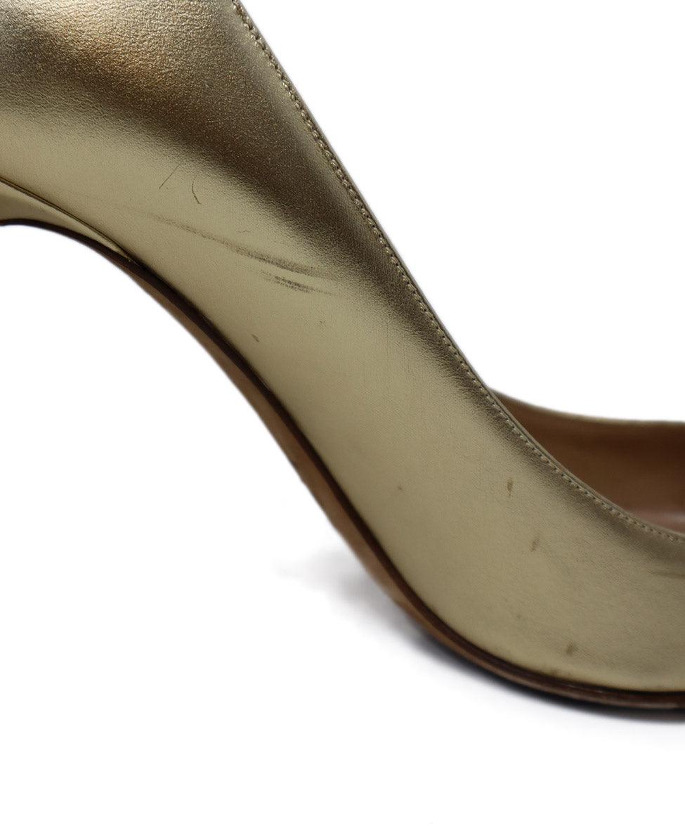 Valentino Metallic Gold Leather Heels sz 7 - Image 11