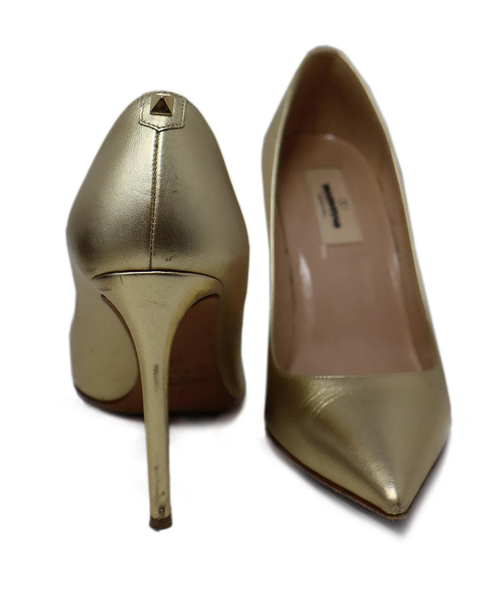 Valentino Metallic Gold Leather Heels sz 7 - Image 3