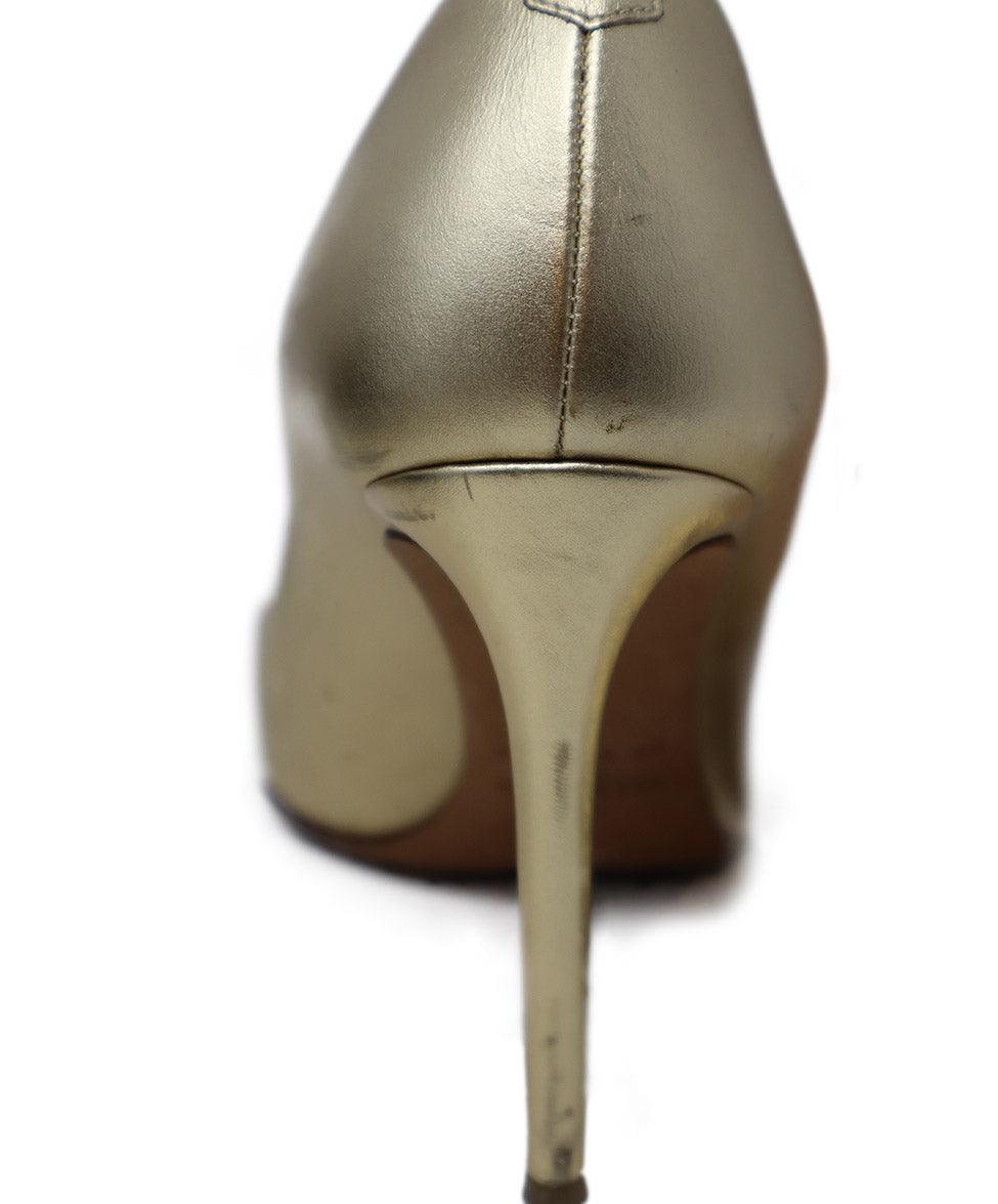 Valentino Metallic Gold Leather Heels sz 7 - Image 6