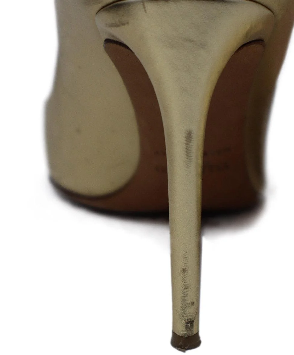 Valentino Metallic Gold Leather Heels sz 7 - Image 7
