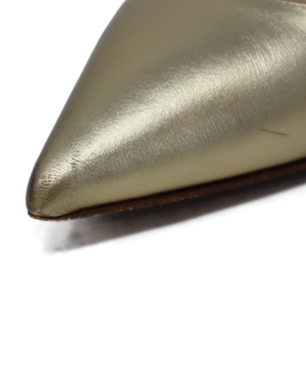 Valentino Metallic Gold Leather Heels sz 7 - Image 9